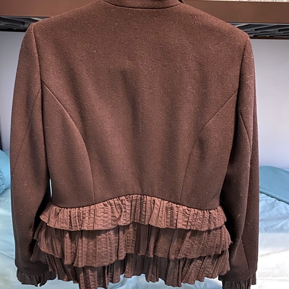 Tristan | part wool black ruffle blazer jacket - Picture 3 of 4